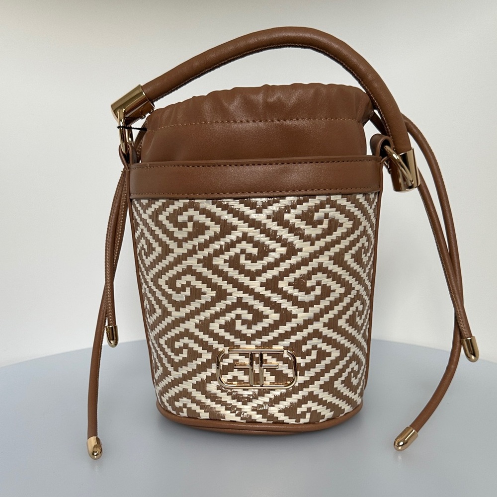 Studio F Brown and Cream Bucket Bag